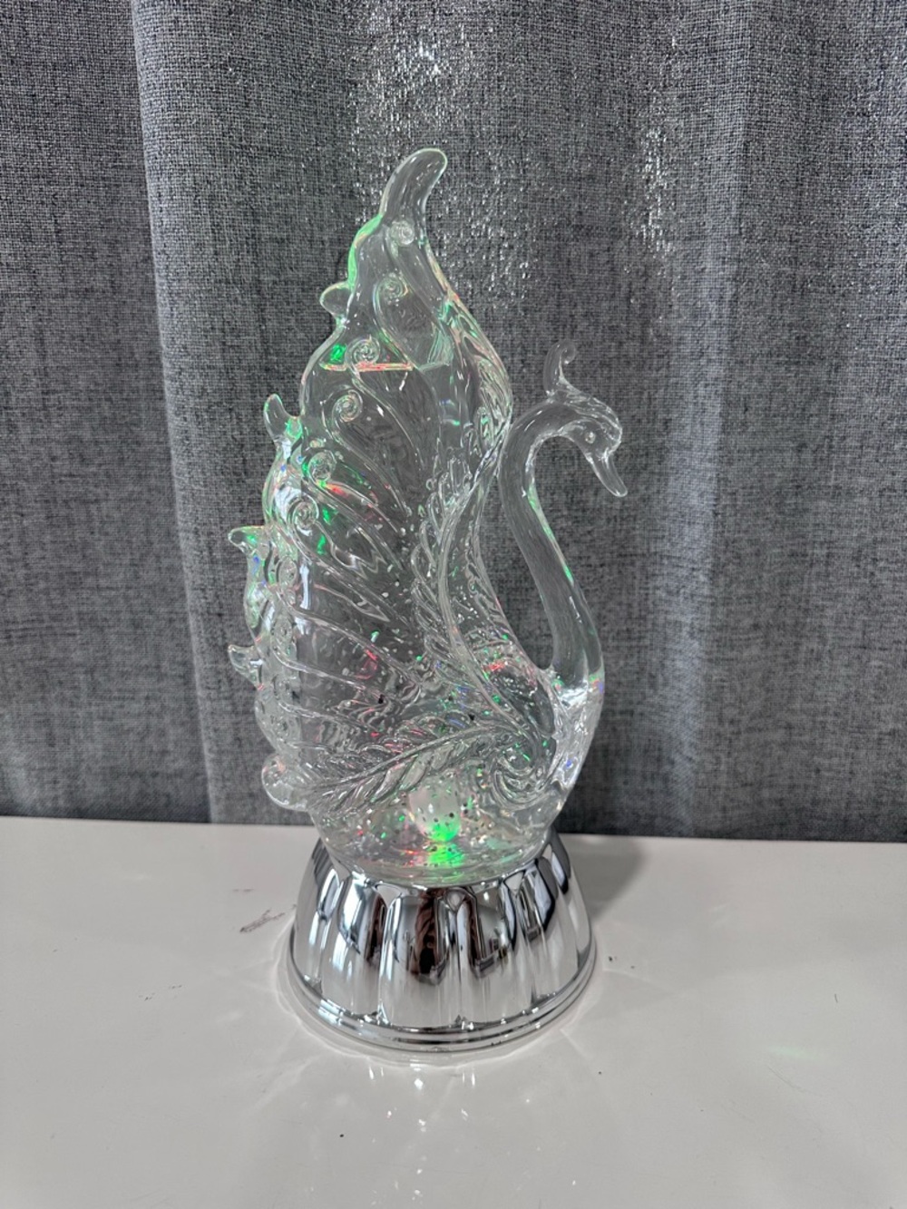 Swan glitter globe Figurine with LED Base - Home Art Decor